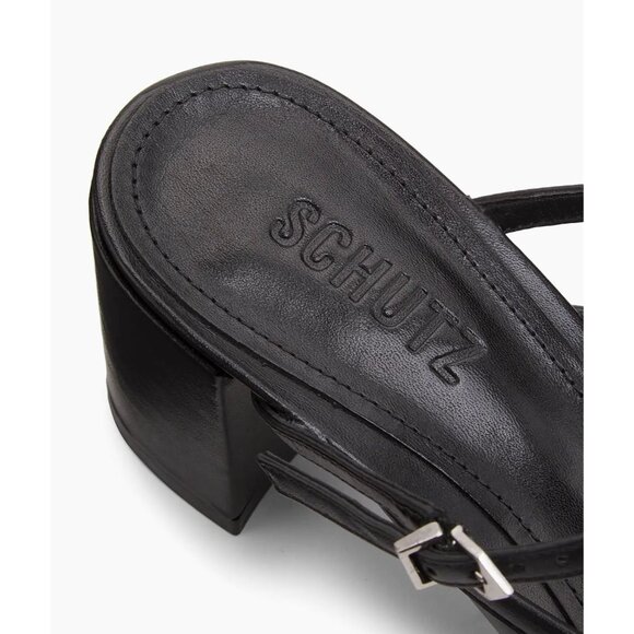 SCHUTZ Arissa 65mm Studded Leather Block Heel Mules Size 7.5 NEW NIB - Picture 2 of 5